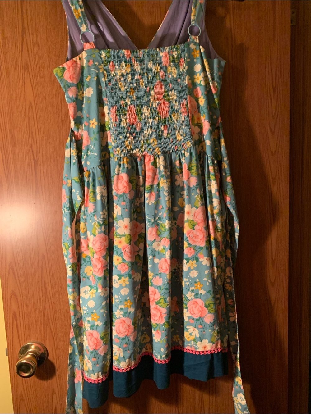 Matilda Jane Teal Floral Sleeveless Sundress with Pink Roses Size Medium - Picture 2 of 4